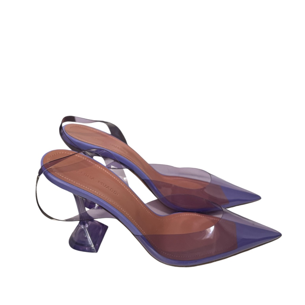 Amina Muaddi Holli Glass Vinyl Slingback Pump Women's Size 37.5 - Authentic